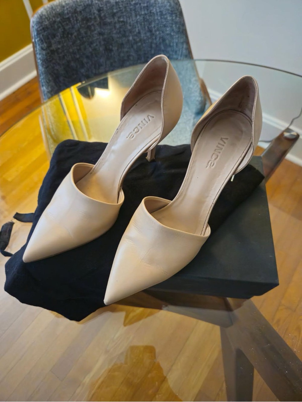Vince Beige Pointed-Toe D'Orsay Pumps